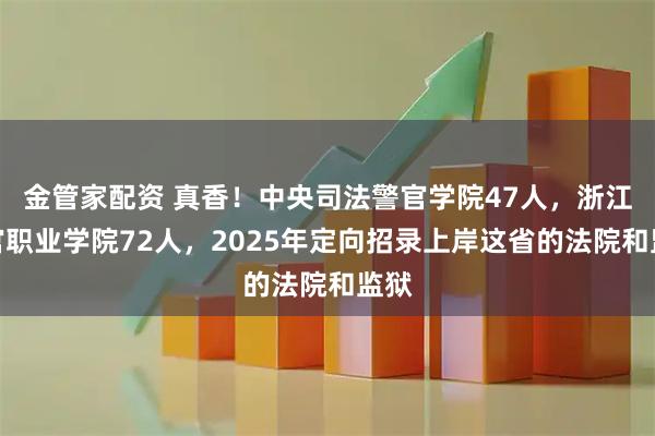 金管家配资 真香！中央司法警官学院47人，浙江警官职业学院72人，2025年定向招录上岸这省的法院和监狱